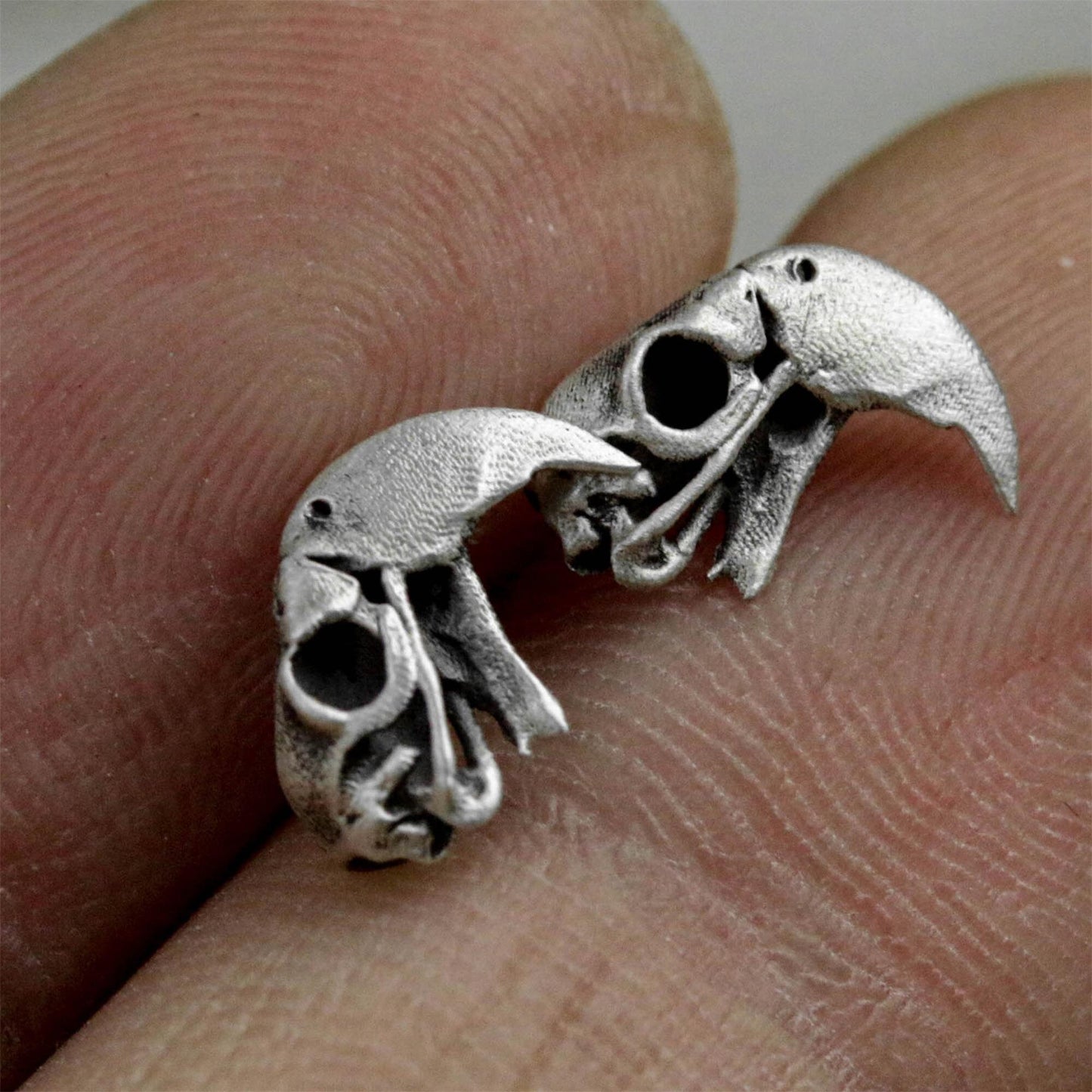 Parrot Skull Earrings - 925 Silver Handmade