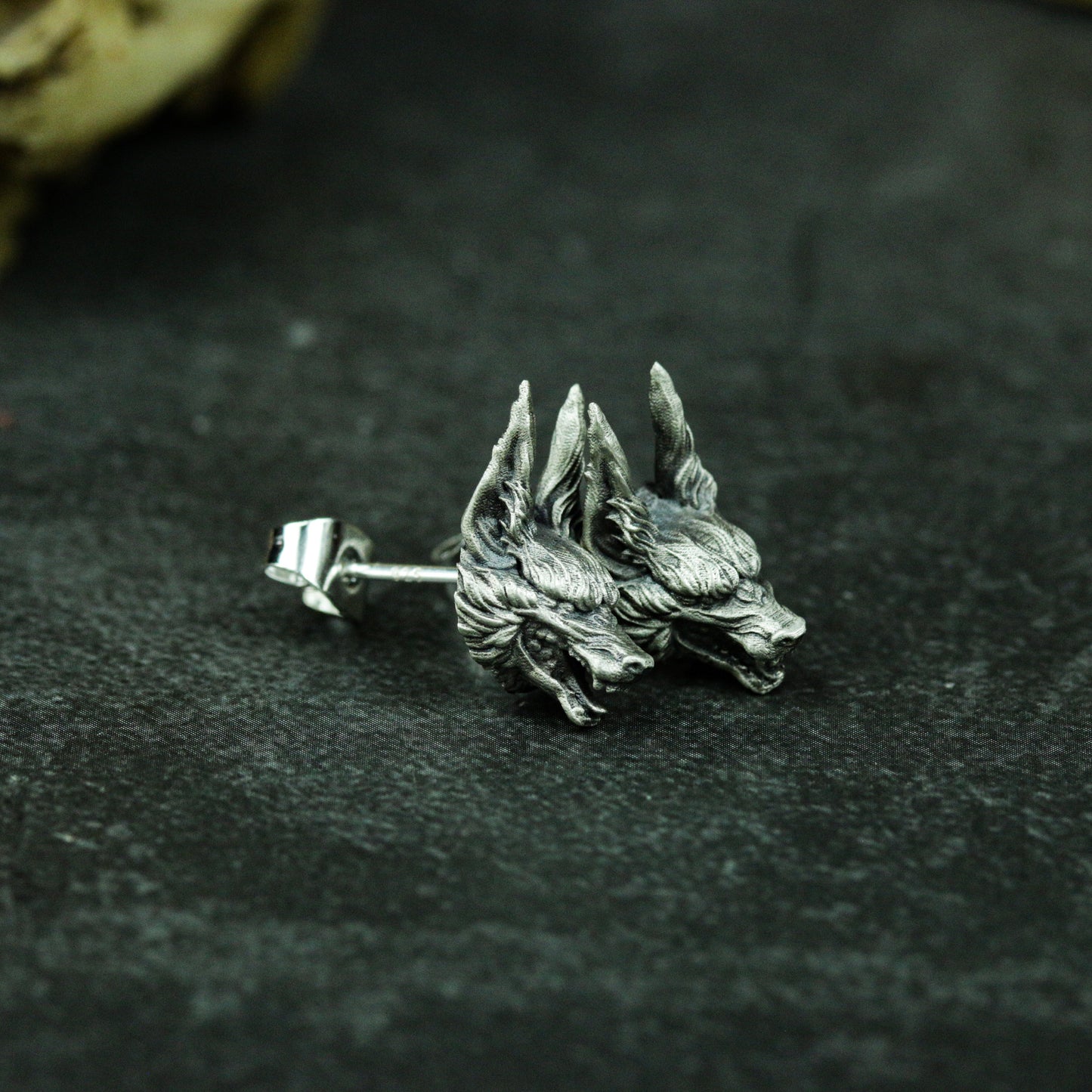 Long Ear Wolf Earrings ¨C Handmade 925 Silver Gothic Beast Studs