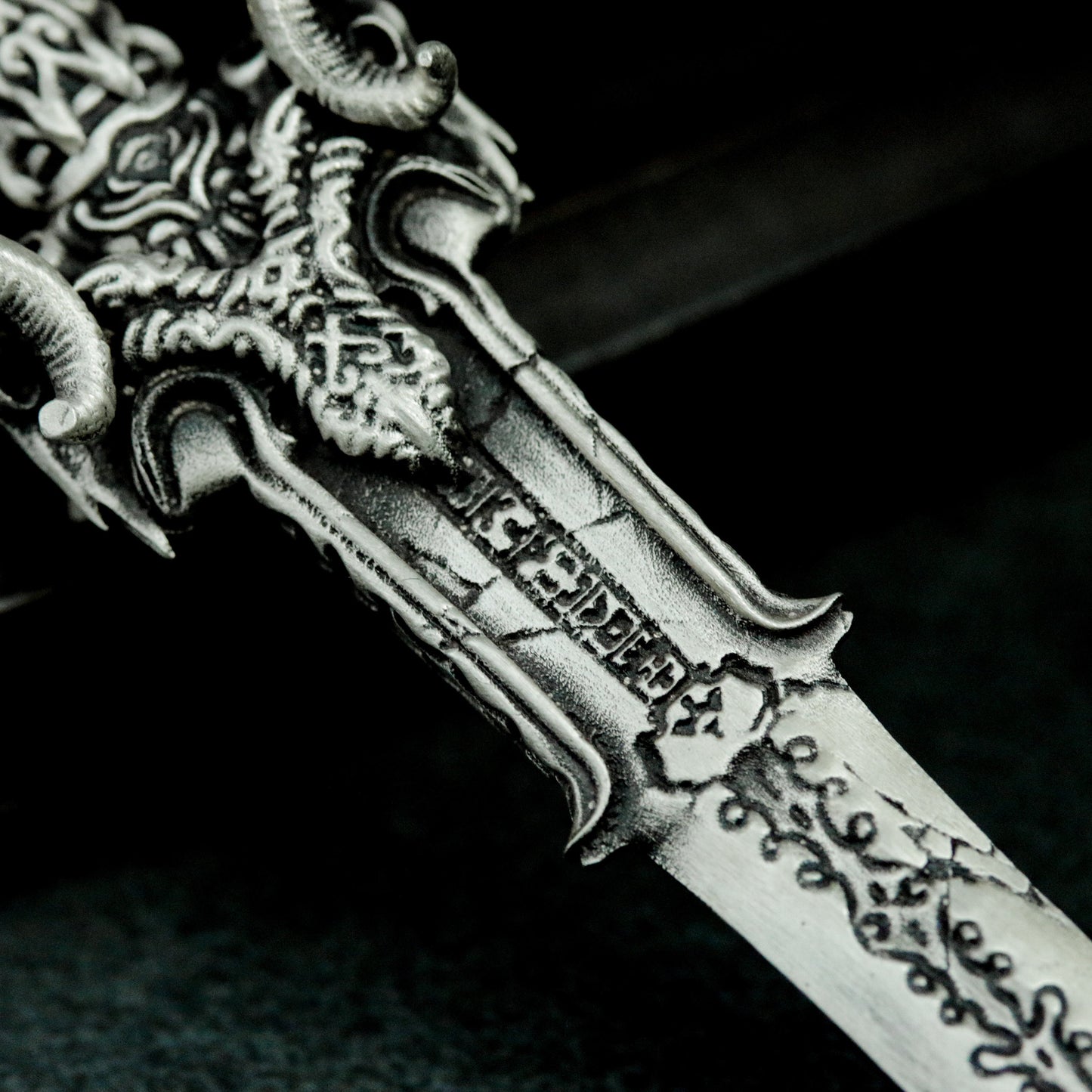 Gothic Sword Pendant with Skull Pommel ¨C 925 Sterling Silver Handmade