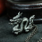 Chinese Dragon Pendant in Coiled Pose ¨C 925 Sterling Silver Handmade
