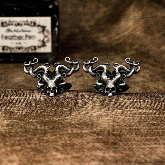 Octopus Skull Cufflinks - 925 Sterling Silver Handmade