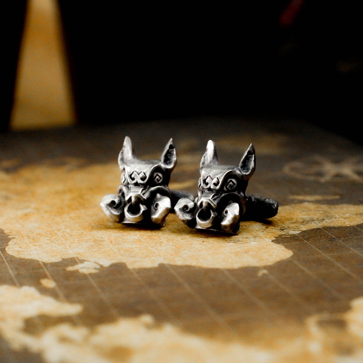 Indian Wild Boar Totem Cufflinks - 925 Sterling Silver Handmade