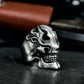Flame Skull Ring ¨C Handmade 925 Silver Burning Bone Band