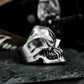 Carved Cyber Skull Ring - 925 Silver Handmade