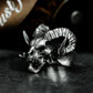 Double-Horned Demon Skull Ring ¨C 925 Sterling Silver Handmade