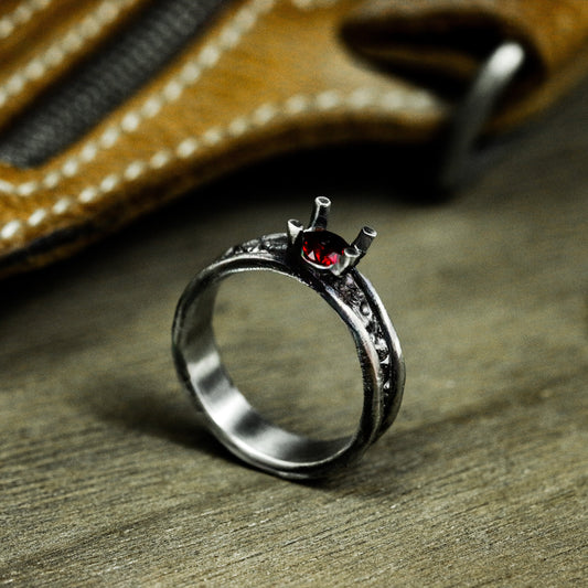 Ruby Crown Solitaire Ring - 925 Silver Handmade