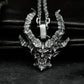 Horned Skull Pendant ¨C Handmade 925 Silver Demon Necklace