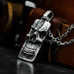 Vertical Skull Tag Pendant ¨C 925 Silver Handmade