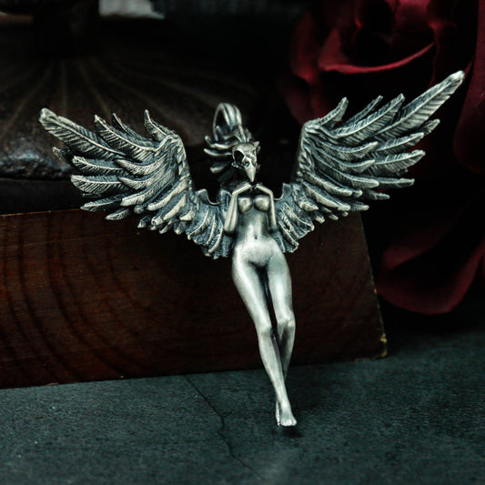 Winged Female Angel Pendant ¨C 925 Sterling Silver Handmade