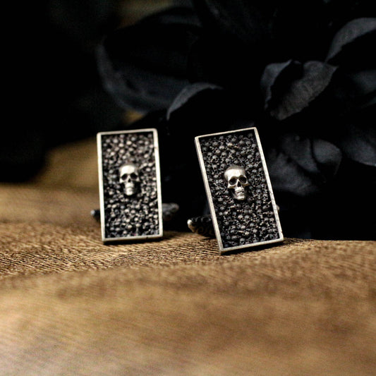 Small Skulls Bone Cufflinks - 925 Silver Handmade