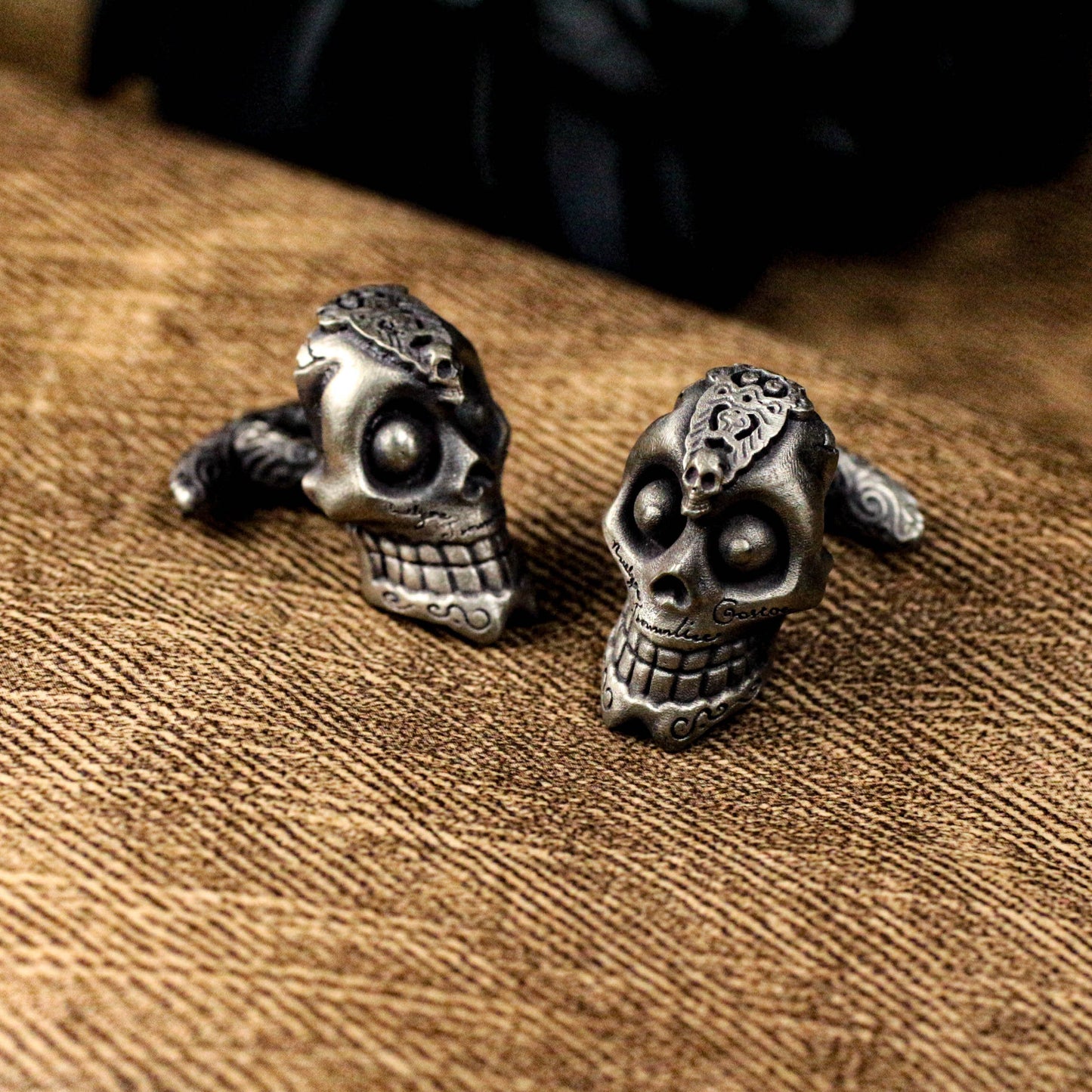 Skull Cufflinks - Handmade 925 Silver Mexican Day of the Dead