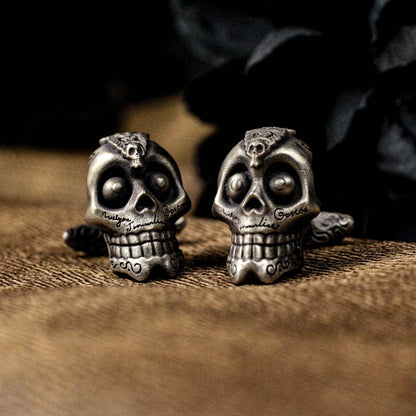 Skull Cufflinks - Handmade 925 Silver Mexican Day of the Dead
