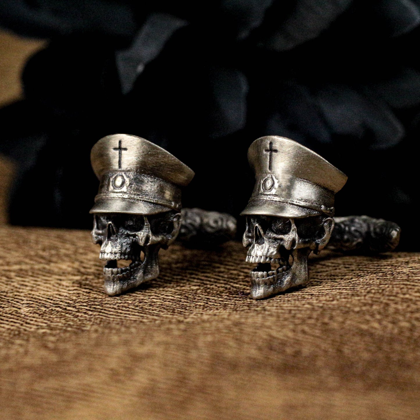 Skull Pirate Ship Cufflinks, 925 Silver Handmade