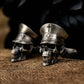 Skull Pirate Ship Cufflinks, 925 Silver Handmade