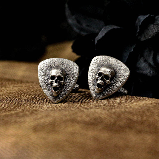 Triangle Skull Cufflinks - 925 Sterling Silver Handmade