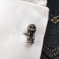 Hourglass Skull Cufflinks, Time Art Design - 925 Sterling Silver Handmade