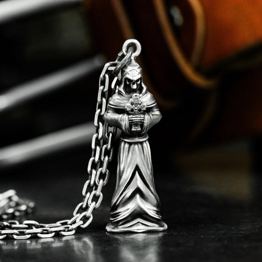 Standing Grim Reaper Pendant ¨C 925 Sterling Silver Handmade