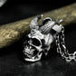 Hanging Demon Skull Pendant with Chain Suspension ¨C 925 Sterling Silver Handmade