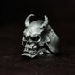 Demon Skull Ring with Horns and Fangs ¨C 925 Sterling Silver Handmade
