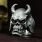 Demon Skull Ring with Horns and Fangs ¨C 925 Sterling Silver Handmade