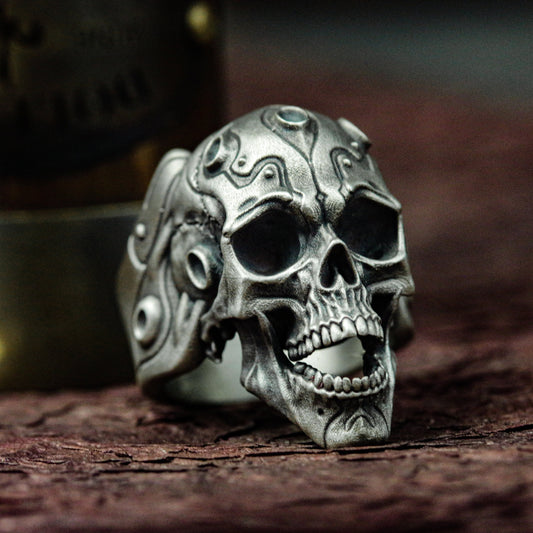 Doomsday Skull Survival Ring - 925 Sterling Silver Handmade
