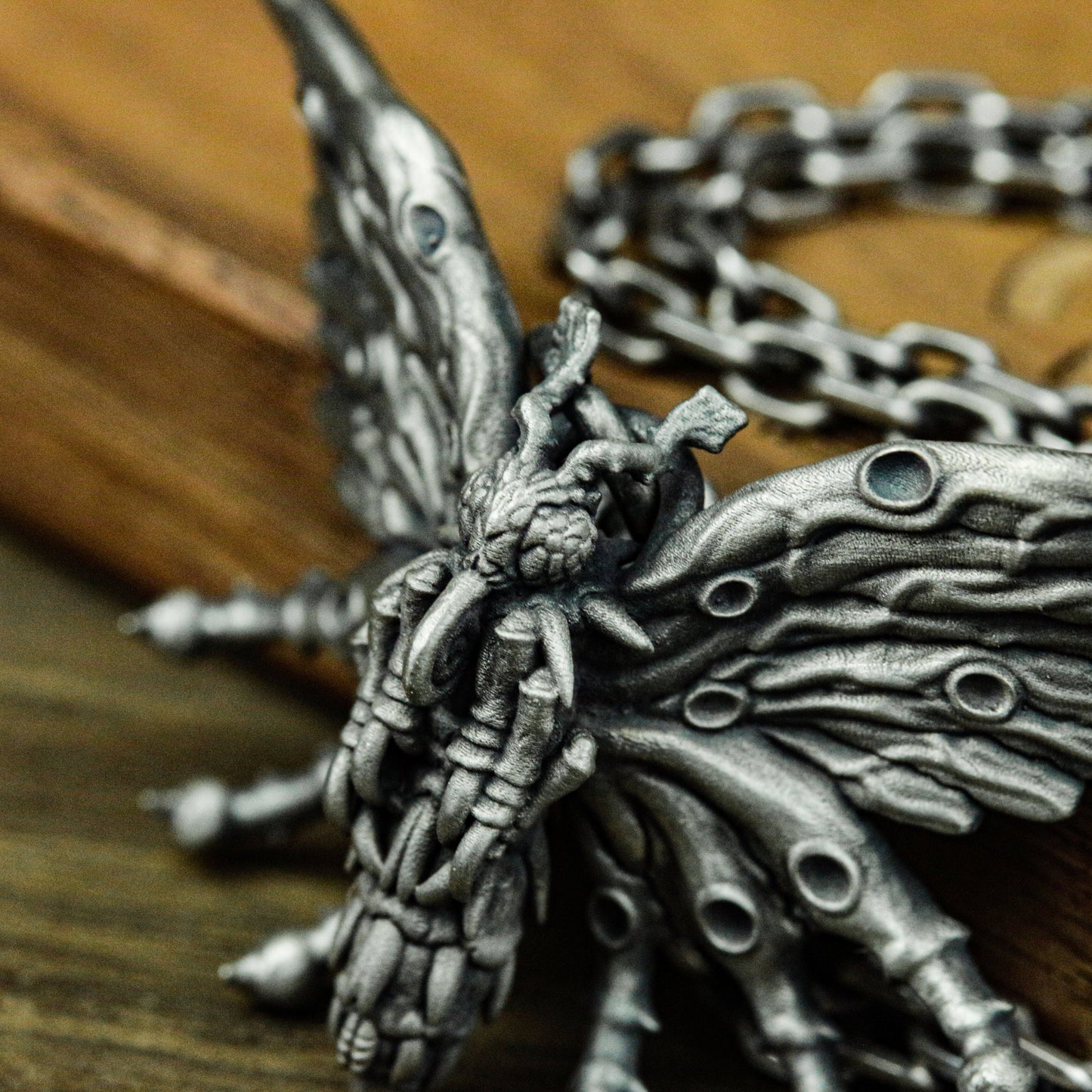Death Moth Pendant ¨C Handmade 925 Silver Gothic Insect Necklace