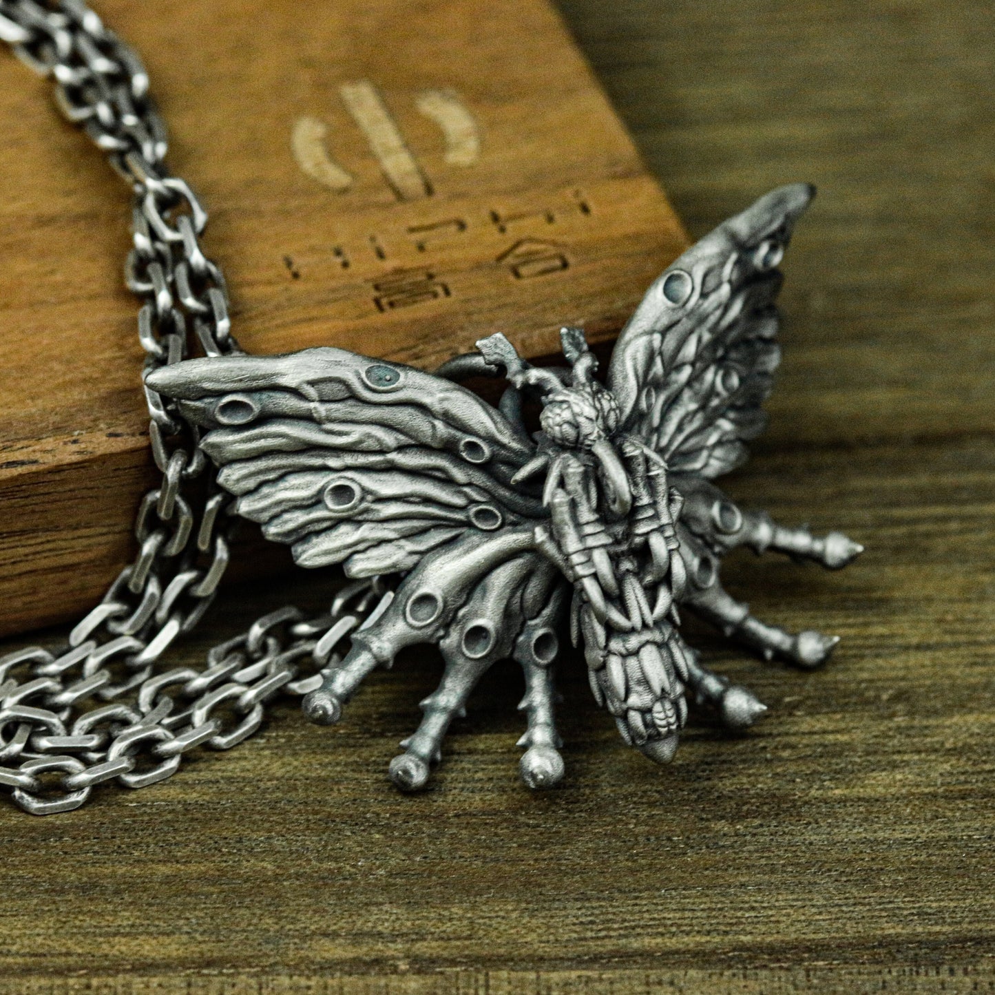 Death Moth Pendant ¨C Handmade 925 Silver Gothic Insect Necklace