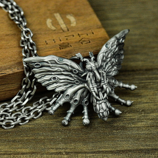 Death Moth Pendant ¨C Handmade 925 Silver Gothic Insect Necklace