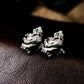 Anatomical Heart Skull Cufflinks, 925 Silver Handmade