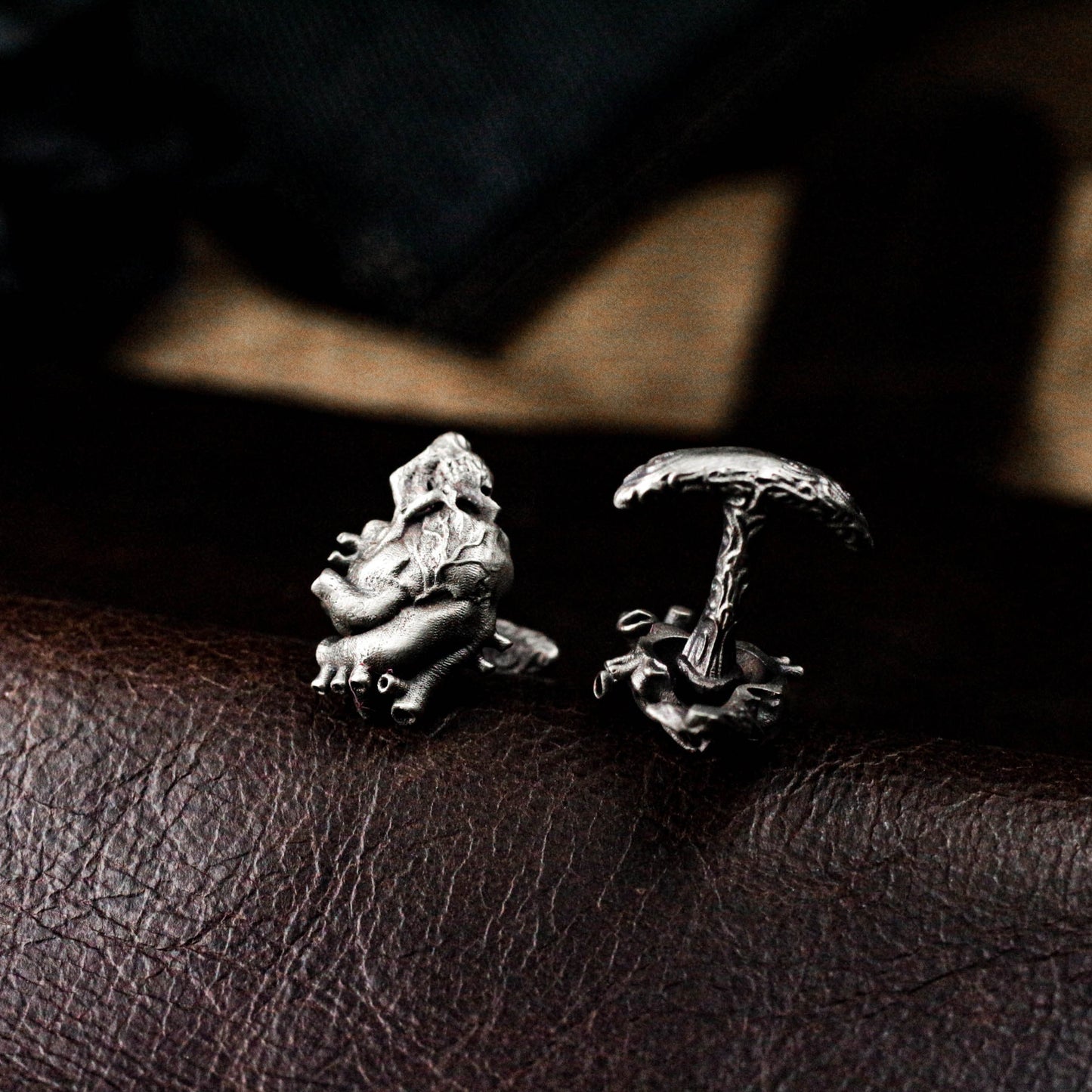 Anatomical Heart Skull Cufflinks, 925 Silver Handmade