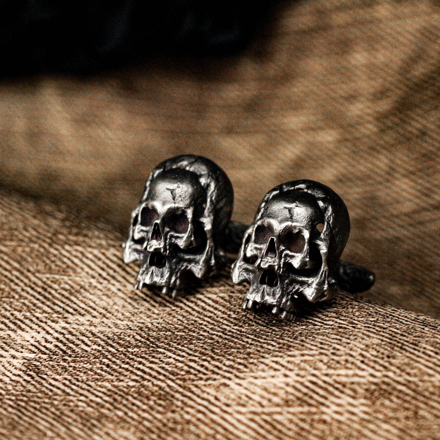 Halfjaw Skull Cufflinks - 925 Sterling Silver Handmade