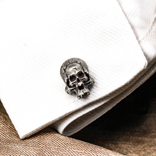 Halfjaw Skull Cufflinks - 925 Sterling Silver Handmade