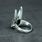 Red-Eyed Bunny Ring ¨C Handmade 925 Silver Dark Forest Band