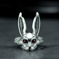 Red-Eyed Bunny Ring ¨C Handmade 925 Silver Dark Forest Band