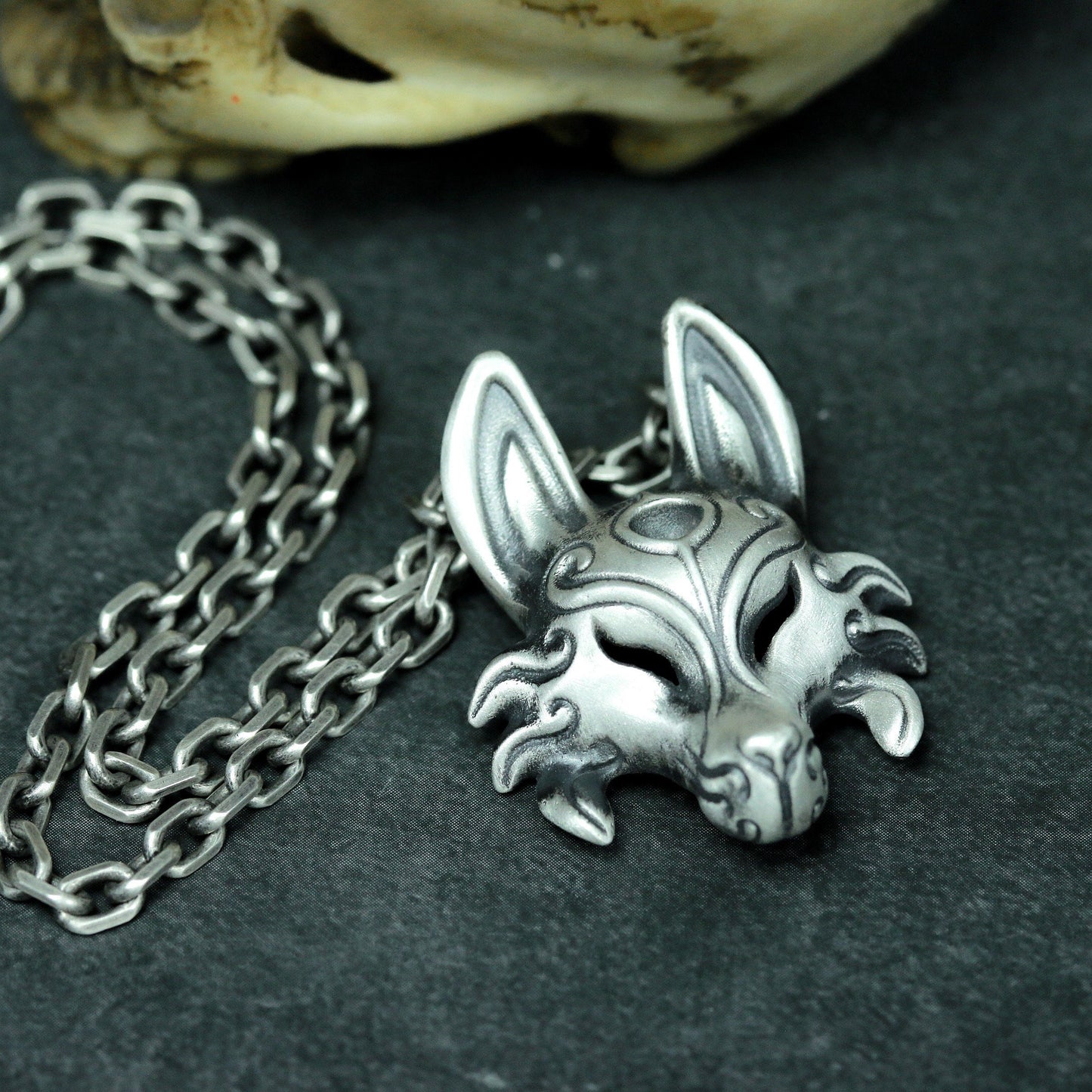 Wolf Mask Pendant - 925 Silver Handmade