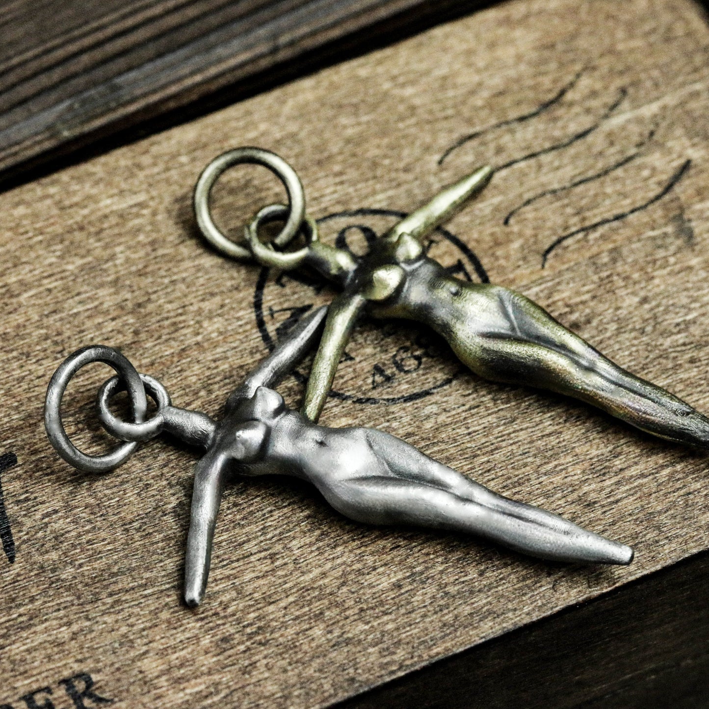 Nude Girl Cross Pendant - 925 Silver Handmade