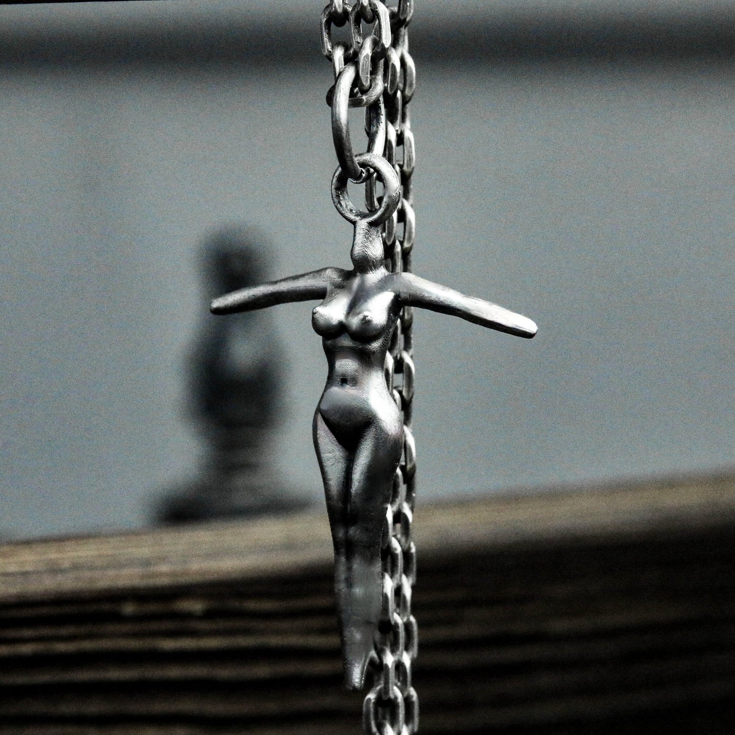 Nude Girl Cross Pendant - 925 Silver Handmade