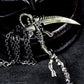 Minimal Grim Reaper Pendant with Long Scythe ¨C 925 Sterling Silver Handmade