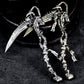 Minimal Grim Reaper Pendant with Long Scythe ¨C 925 Sterling Silver Handmade