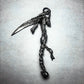 Minimal Grim Reaper Pendant with Long Scythe ¨C 925 Sterling Silver Handmade