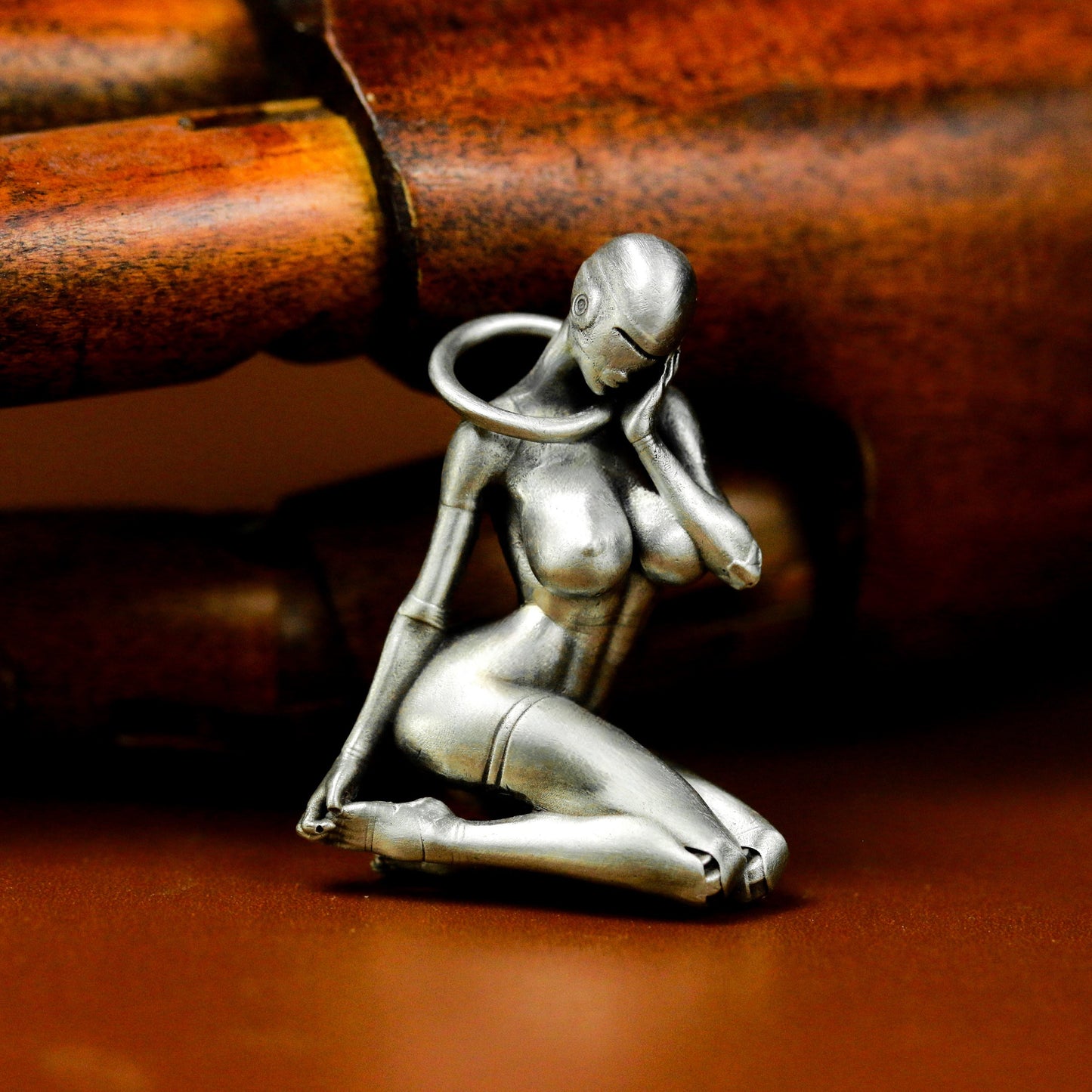 Mechanical Girl Pendant ¨C Handmade 925 Silver Cyberpunk Female Body Necklace