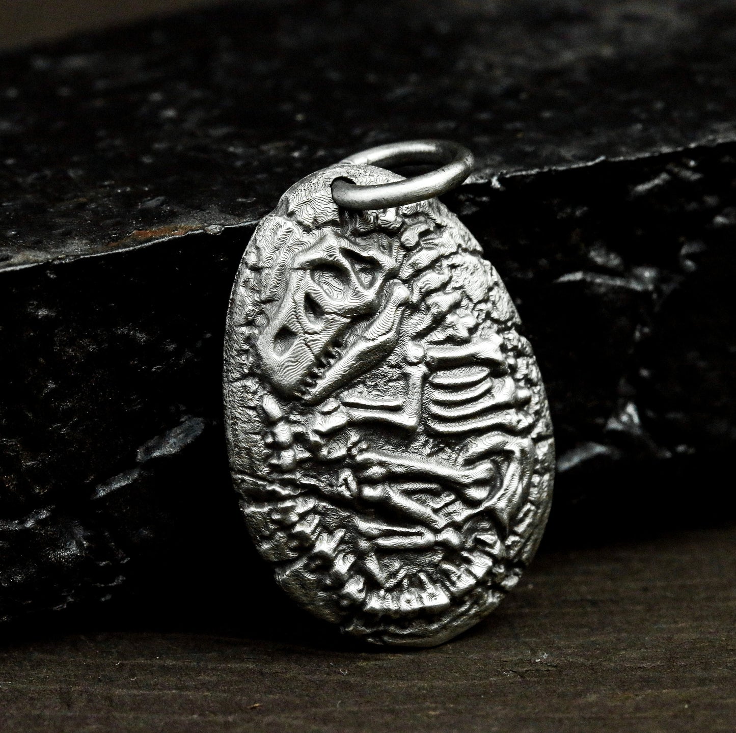 Fossil-Style Insect Shell Pendant (Raised) ¨C 925 Sterling Silver Handmade