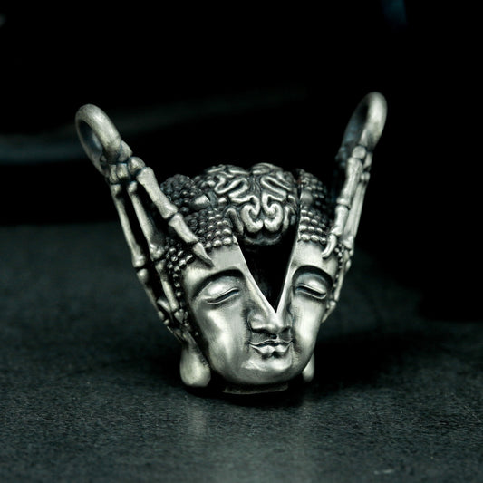Guanyin Mask Pendant - 925 Silver Handmade Divine Expression