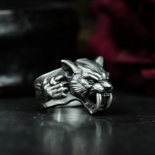 Saber-toothed Tiger Ring - 925 Silver Handmade