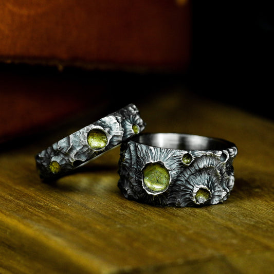 Moon Volcano Couple Ring - 925 Silver Handmade