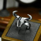 Geometric Bull Ring - 925 Silver Handmade Angular Strength
