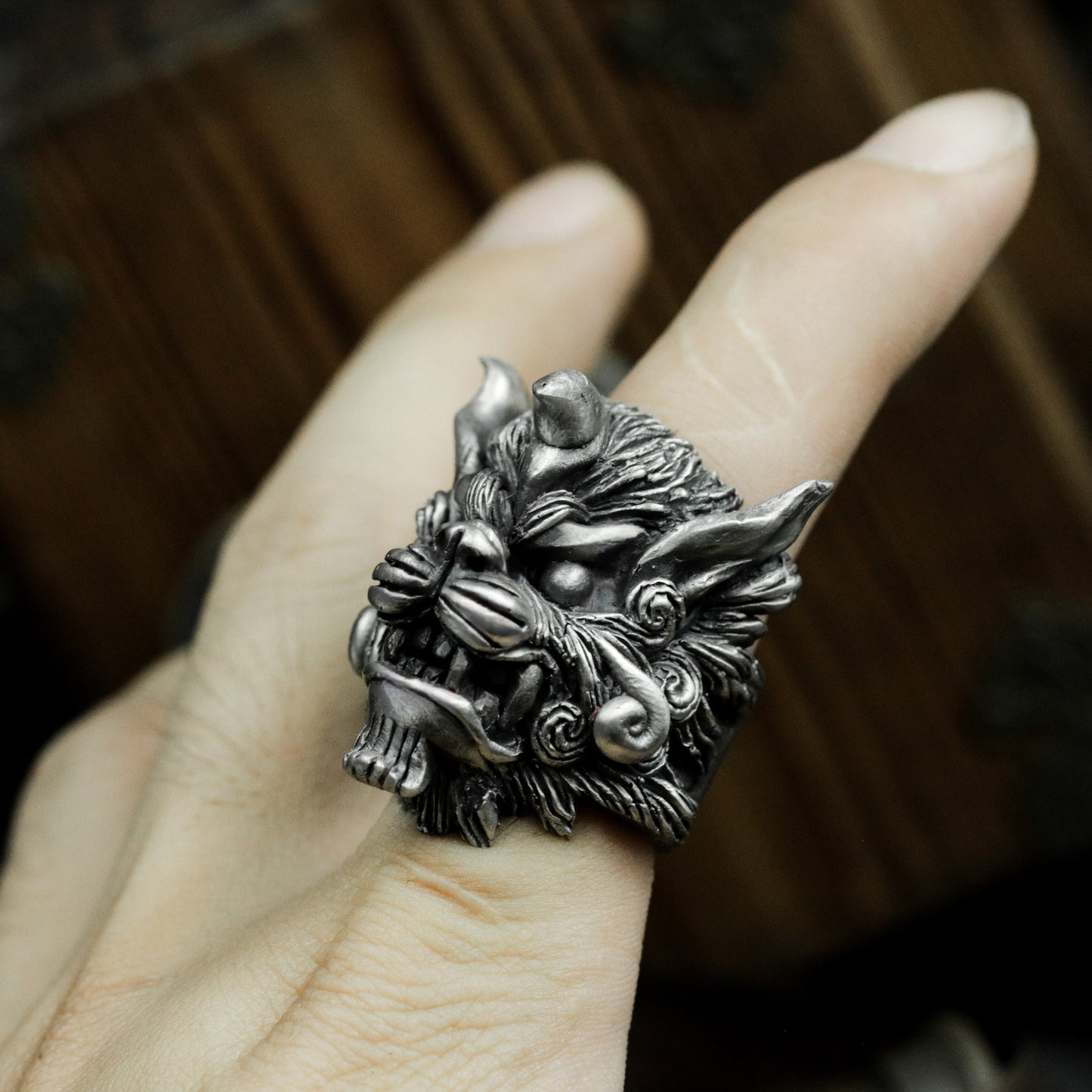 Lion King Mythical Beast Ring - 925 Silver Handmade