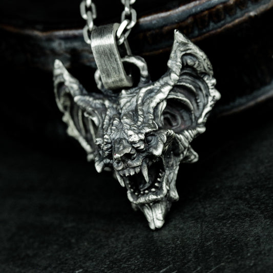 Bat Head Pendant ¨C 925 Silver Handmade