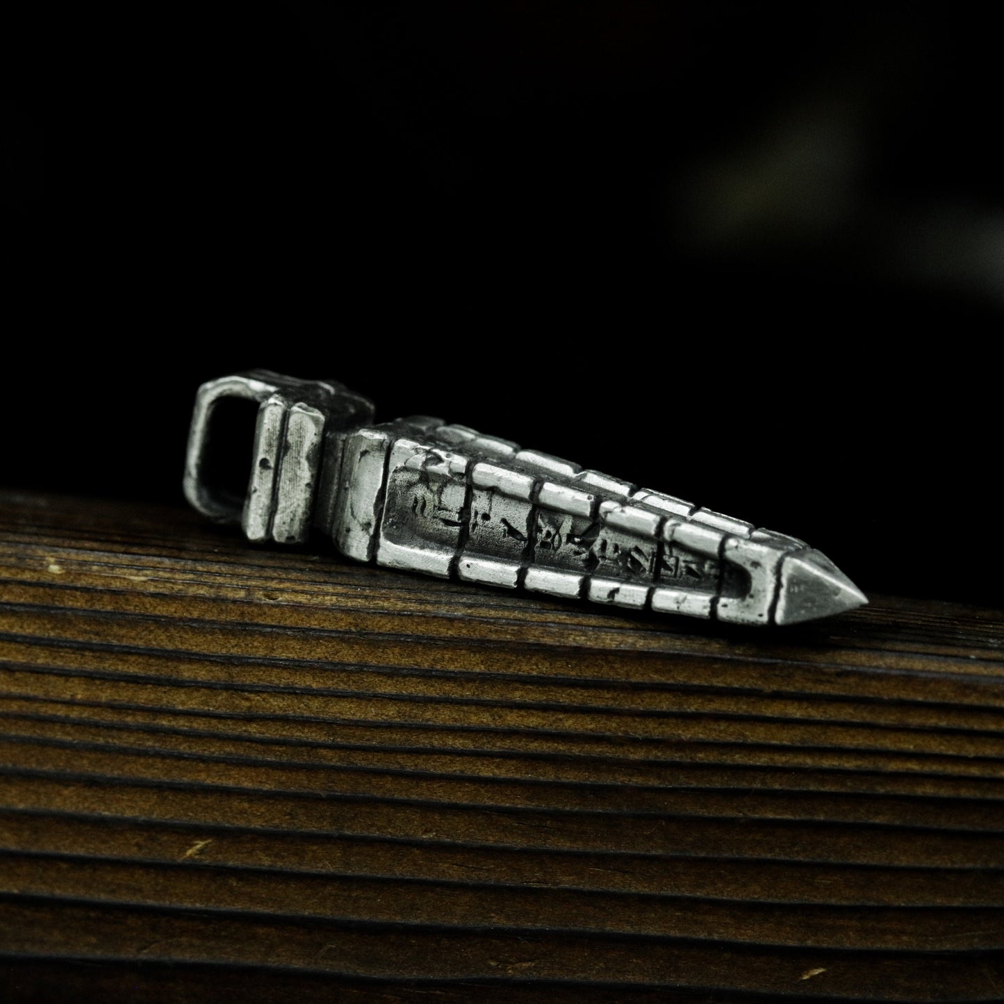 Engraved Ritual Dagger Pendant - 925 Sterling Silver Handmade