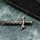 Crusader Skeleton Army Sword Tie Clip, 925 Silver Handmade